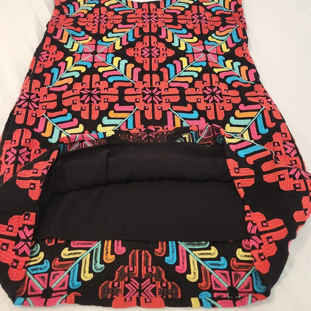 J.Marie Embroidered Shift Dress Vacation Resortwear Bright Mexico Geometric Sz S - Picture 8 of 12